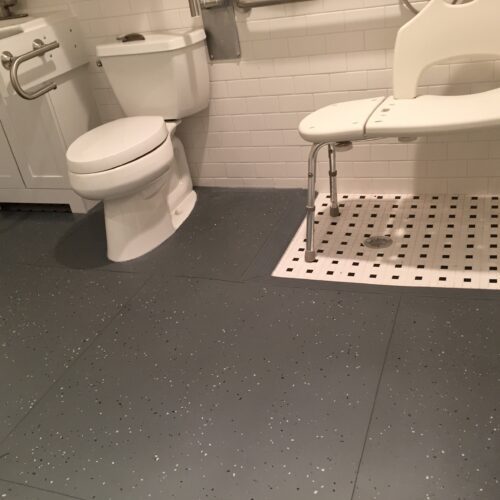 SmartCells Fall protection flooring installed in residential bathroom
