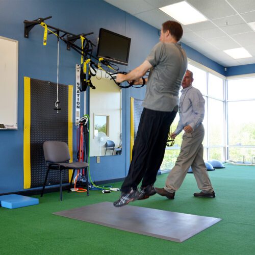SmartCells training mats being used during physical therapy exercises