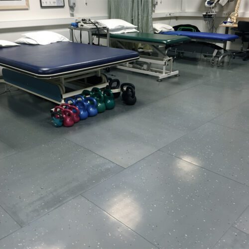 Chiropractic beds sitting on top of SmartCells flooring