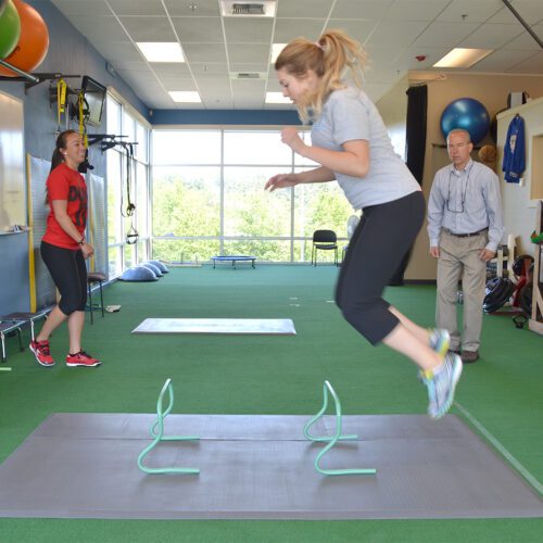 Patients doing PT exercises on SmartCells mat