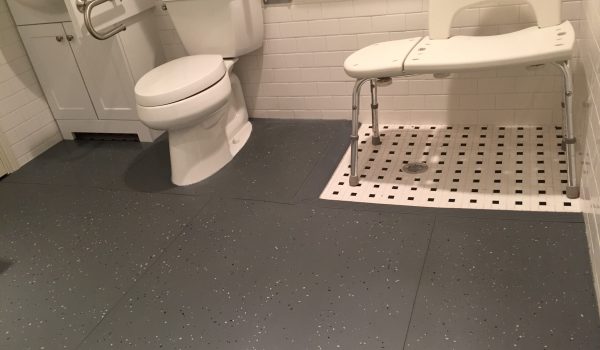 SmartCells Fall protection flooring installed in residential bathroom