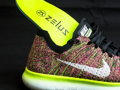 Zelus Insoles product photo sticking out of shoe